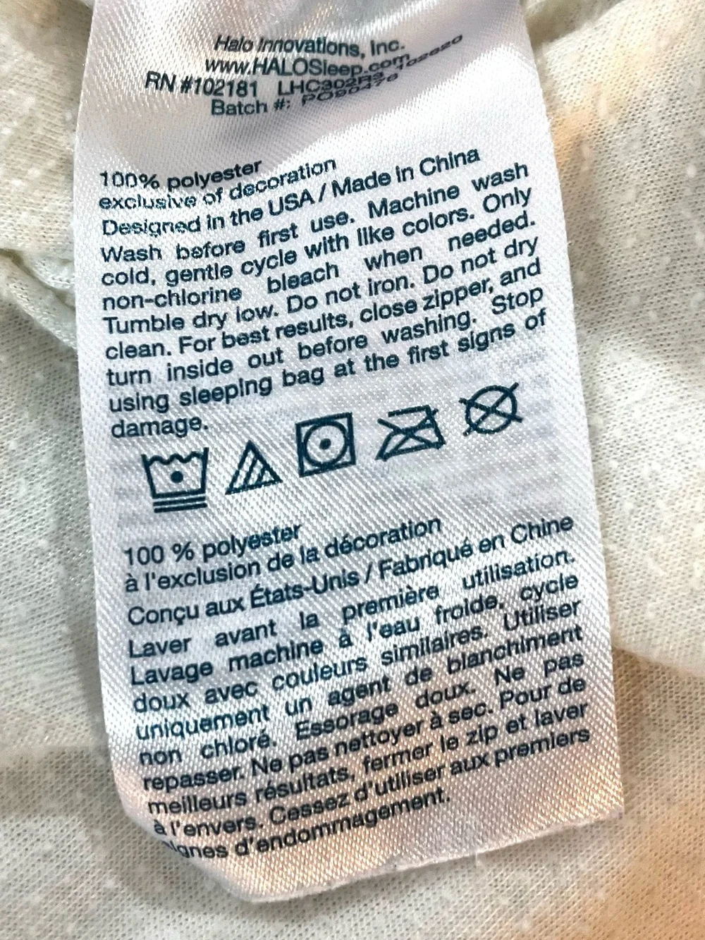 HALO Medium SleepSack Ivory Plush Wearable Blanket 6-12 months